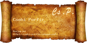 Csehi Porfir névjegykártya